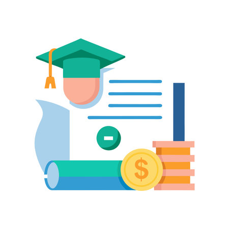 Financial planning for education illustration with graduation cap, diploma, money and documentのイラスト素材