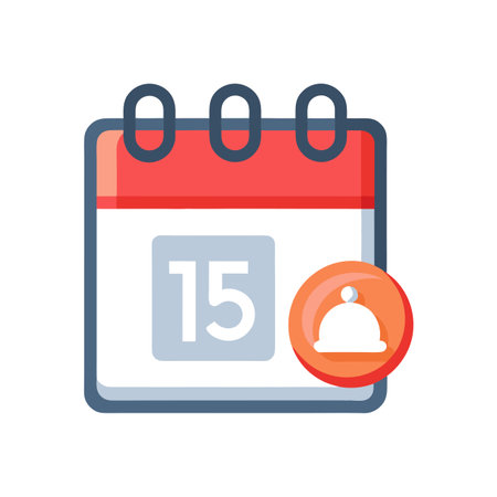 Restaurant Event Date Reminder: Flat Graphic Calendar Icon with Chef Hat Symbolのイラスト素材