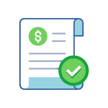 Approved financial document with dollar sign icon and checkmark for confirmation, flat designのイラスト素材
