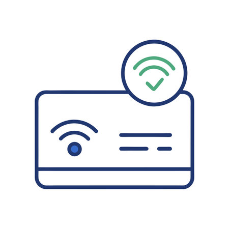 Contactless Payment Method Icon, Credit Card NFC Technology with Verification Symbolのイラスト素材