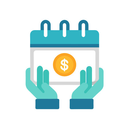 Financial Planning and Deadline Reminder with Calendar and Money Coin Symbol Illustrationのイラスト素材