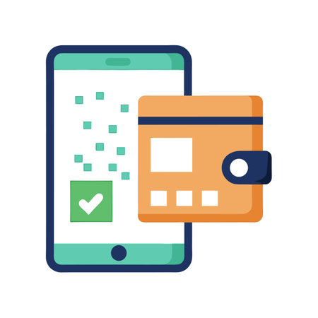 Mobile payment confirmation: Digital wallet and smartphone representing secure online transactionのイラスト素材