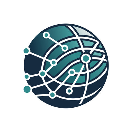 Abstract Globe Network Icon for Global Communication and Connection Technologiesのイラスト素材