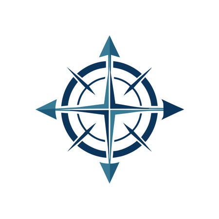 Vector Compass Rose Illustration with Blue Tones for Navigation and Guidanceのイラスト素材