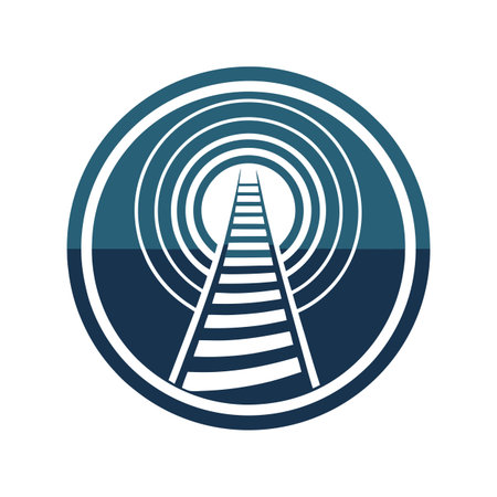 Abstract Railroad to Success: Conceptual Image of Track Leading to Lightのイラスト素材