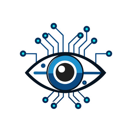 Digital Eye: Technology Vision Connectivity and Artificial Intelligence Vector Design on White Backgroundのイラスト素材