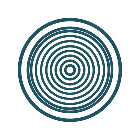 Concentric Circles Graphic Design in Teal for Abstract Backgrounds and Minimalist Designsのイラスト素材