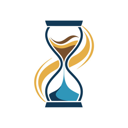 Modern Hourglass Graphic with Flowing Sand Illustration on Clean White Background Design