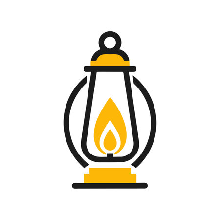 Vintage Lantern Graphic: Black and Gold Oil Lamp Illustration on White Backgroundのイラスト素材