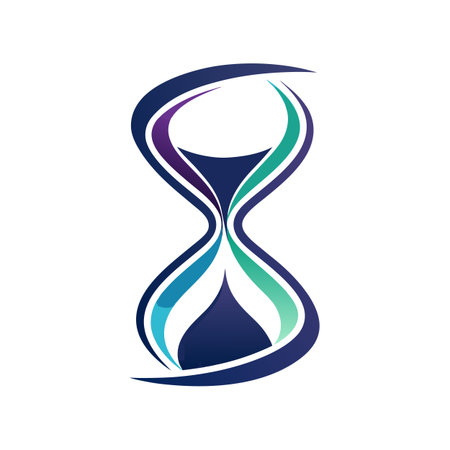 Stylized Hourglass Icon with Blue and Purple Gradient, Time Conceptのイラスト素材