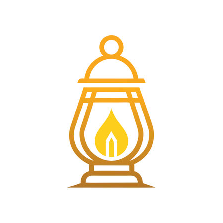 A Vintage Lantern Illustration with a Burning Flame on a White Backgroundのイラスト素材