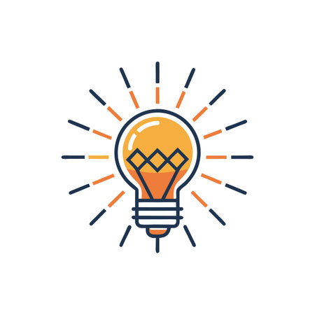 Creative lightbulb icon with radiating lines symbolizing innovation and ideas generation concept.のイラスト素材