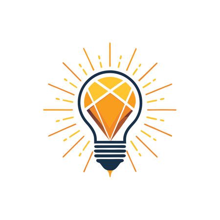 Illuminating Ideas: A Diamond Shaped Lightbulb Symbolizing Brilliance and Innovationのイラスト素材