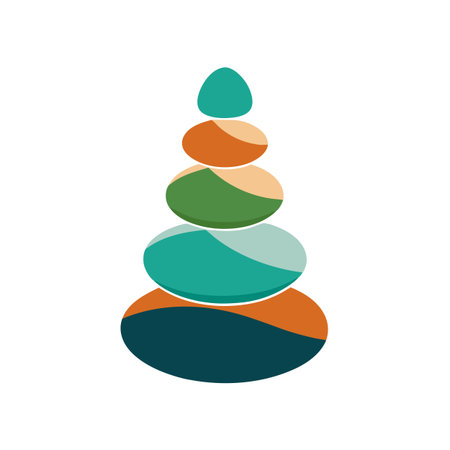 Stacked Colorful Pebbles Arrangement Flat Vector Illustration on White Backgroundのイラスト素材