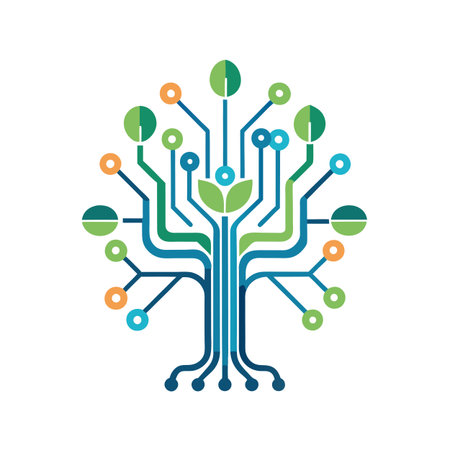Digital Tree with Circuit Board Branches Symbolizing Technology and Growth on White Backgroundのイラスト素材