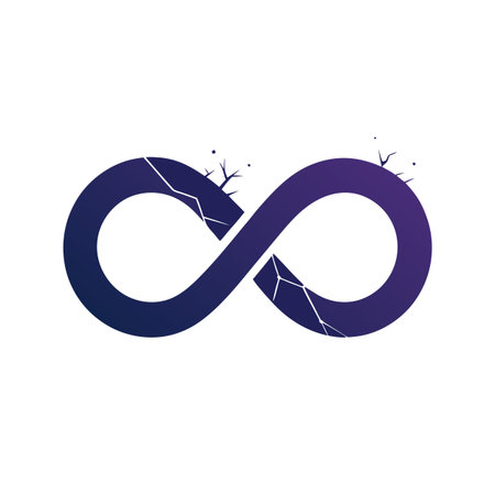 Broken Infinity Symbol: Conceptual Graphic Representing Limits, Fragmentation, and Resilience Overcoming Adversityのイラスト素材