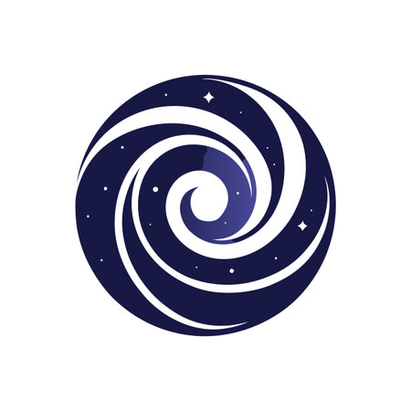 Abstract Cosmic Swirl: A minimal vector illustration of a spiral galaxy or cosmic entityのイラスト素材