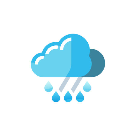Graphic Icon of Cloudy Weather with Rain Symbolizing Forecast, Seasonality, and Atmospheric Conditionsのイラスト素材