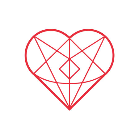 Geometric Heart Design with Intersecting Lines, Symbolizing Love and Connectionのイラスト素材