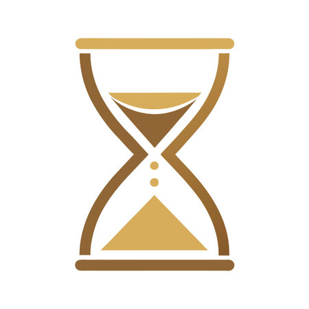 Sand timer illustration signifying passing of time in brown and gold tones