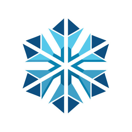 Abstract Snowflake Design with Blue Triangles, Modern Winter Graphic Elementのイラスト素材