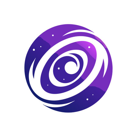 Abstract Purple Galaxy Circle with White Spirals and Stars - Vector Illustrationのイラスト素材
