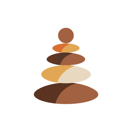 Balancing Stone Stack Illustration in Earth Tones, Minimalist Design for Wellness Themeのイラスト素材