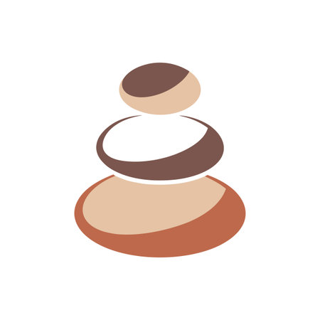 Minimalist Illustration of Stacked Stones in Earth Tones on a White Backgroundのイラスト素材