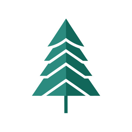 Simple Flat Design Evergreen Tree Illustration on White Background for Christmas and Winterのイラスト素材