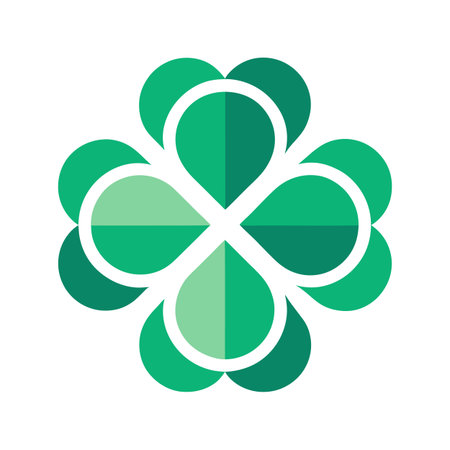 Green Shamrock Icon: Modern Flat Design for St. Patrick's Day and Irish Culture