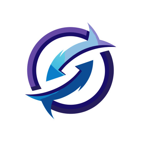 Circular Arrows Symbolizing Process Cycle and Renewal with Blue and Purple Colorsのイラスト素材