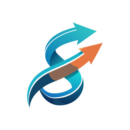 Intertwined Arrows Pointing Upward Depicting Progress and Growth on White Backgroundのイラスト素材