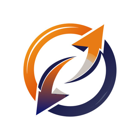 Abstract circular arrows graphic suggesting direction, progress and cyclical processes on white backgroundのイラスト素材