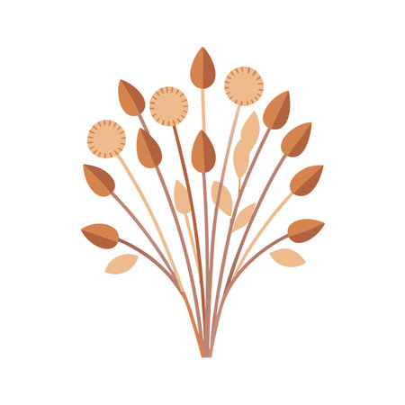 Abstract Floral Arrangement with Brown and Peach Tones on White Background, Simple and Modernのイラスト素材