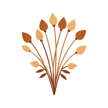 Minimalist floral bouquet with brown and tan buds on white background for design projectsのイラスト素材