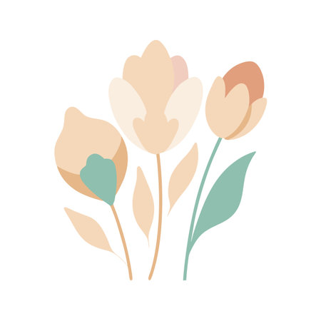 Elegant pastel floral bouquet illustration with delicate colors on a clean white backgroundのイラスト素材