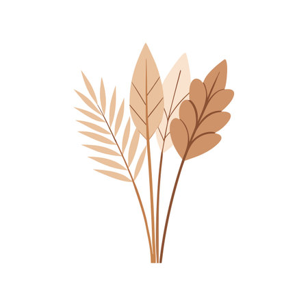 Elegant bouquet of dried leaves and branches on a white background - neutral tonesのイラスト素材