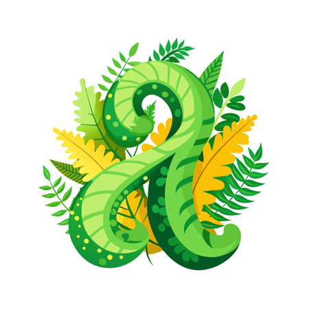 Botanical Letter A Design with Decorative Foliage and Ornamental Details for Creative Typographyのイラスト素材