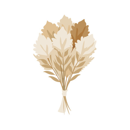 Elegant floral bouquet featuring dried flowers and minimalist style on a clean background.のイラスト素材