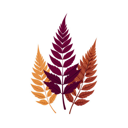 Autumnal Ferns in Warm Hues: Botanical Illustration for Fall Seasonのイラスト素材
