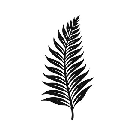 Elegant Tropical Leaf Illustration: Black Silhouette on White Background for Design Elementsのイラスト素材