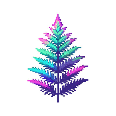 Abstract pixelated tree illustration with vibrant hues, digital art for creative projectsのイラスト素材