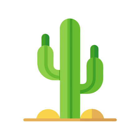 Minimalist cactus illustration with sand, against a white background, flat design styleのイラスト素材