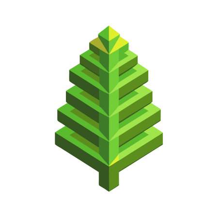 Isometric Christmas Tree Icon Vector Illustration on Isolated White Background for Holiday Seasonのイラスト素材