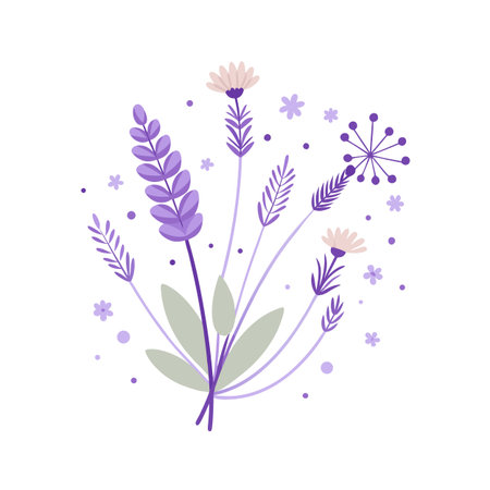 Elegant floral bouquet illustration in pastel shades for springtime graphic design projectsのイラスト素材