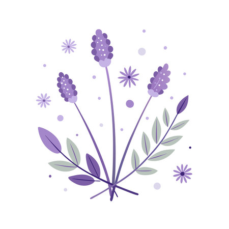 Elegant Purple Floral Bouquet on White Background, Vector Illustration for Botanical Designsのイラスト素材