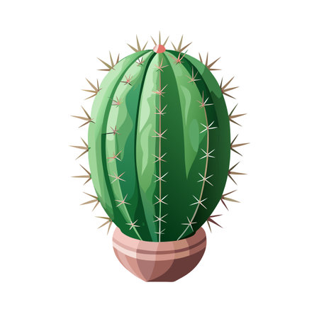 Cactus in pot stylized illustration for decor and design elements on white backgroundのイラスト素材