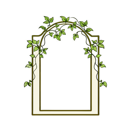 Elegant Frame with Green Vines and Leaves for Wedding Invitations or Brandingのイラスト素材