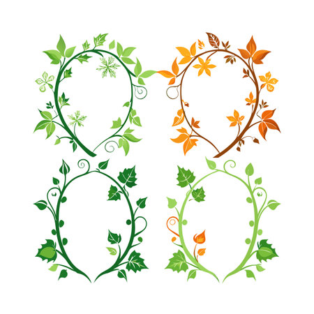 Four Season Botanical Wreaths: Spring, Summer, Autumn, and Foliage Designsのイラスト素材