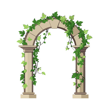 Illustration of a stone archway with climbing ivy, perfect for design projects.のイラスト素材